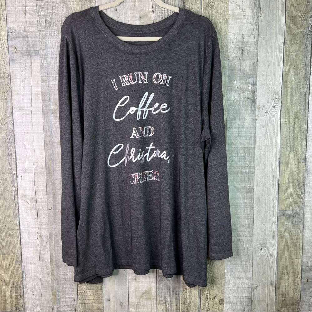 Lane Bryant Size 22/24 “I Run On Coffee And Christmas Cheer” Crewneck T-Shirt